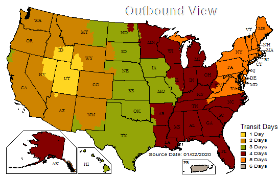 Utah Shipping Map